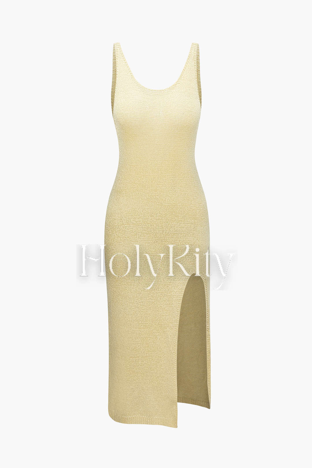 Backless Split Knit Midi Dress