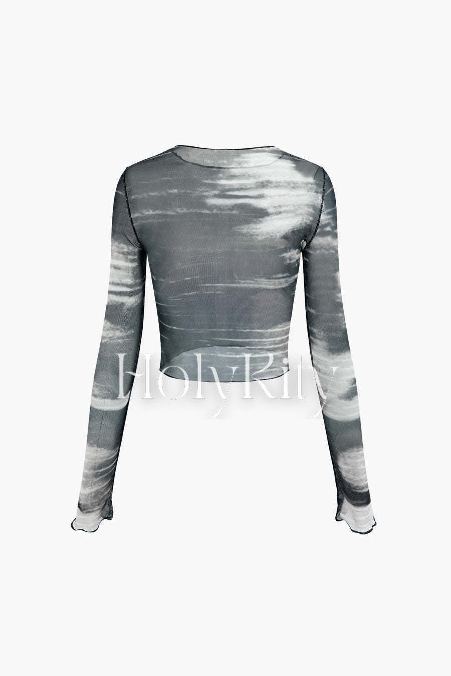 Haut court à manches longues en maille tie-dye 