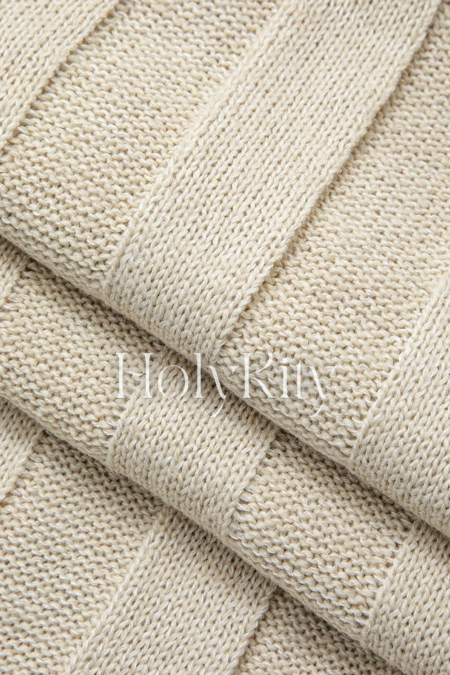 Robe longue fendue en tricot à manches cloche et col en V 