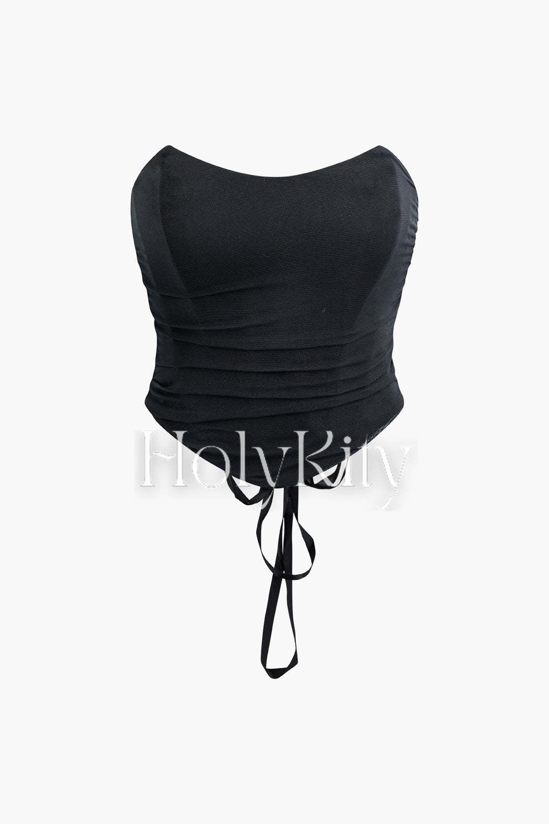 Ruched Tie Back Mesh Tube Top