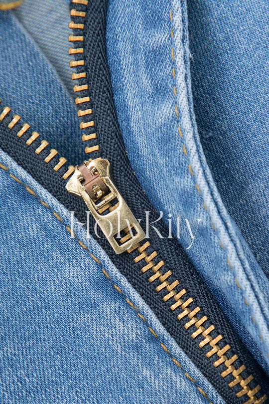 Frayed Destroyed Denim Shorts