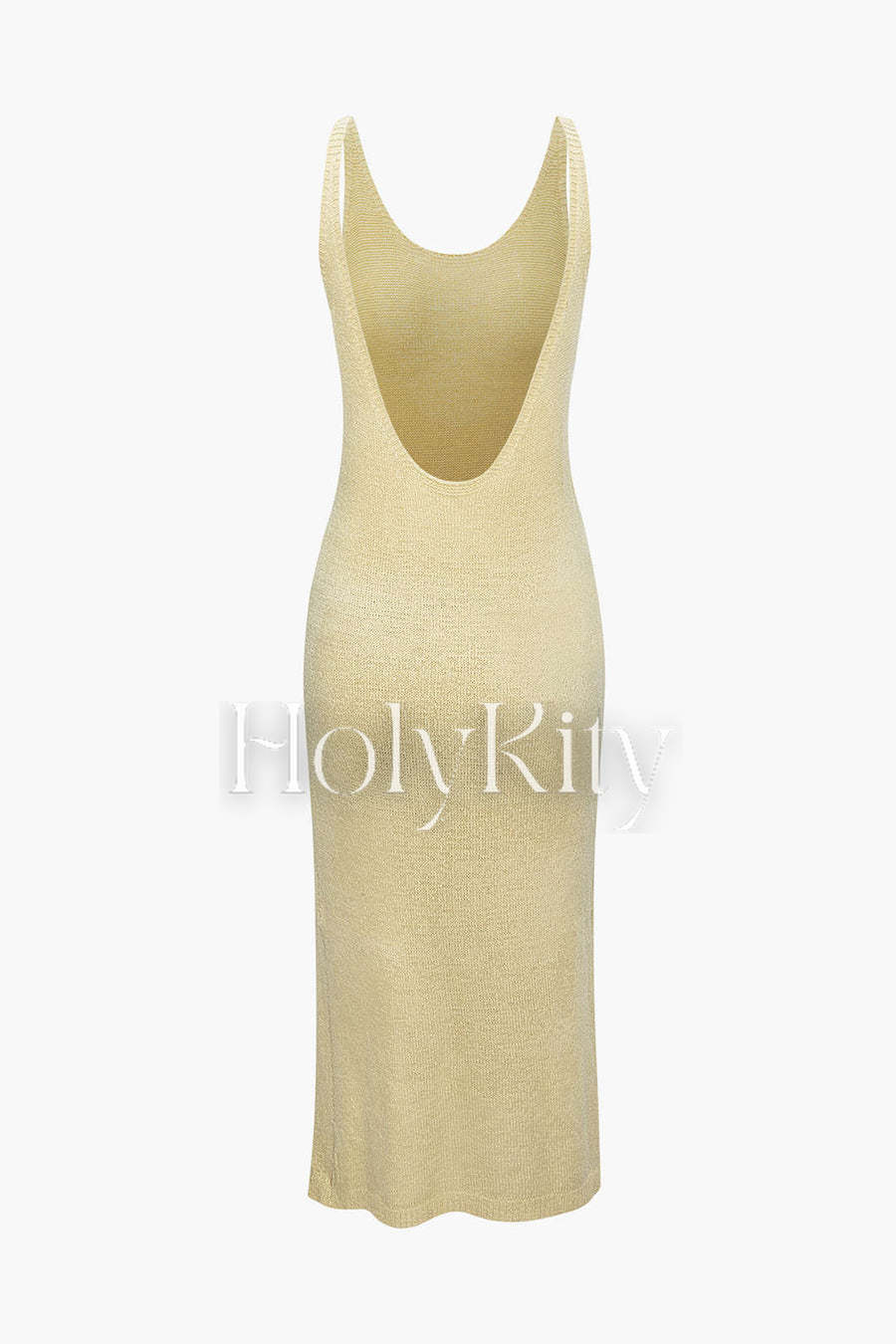 Backless Split Knit Midi Dress