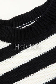 Stripe Knit Long Sleeve Crop Top