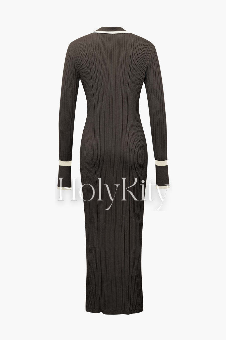Robe en maille boutonnée à bordure contrastante