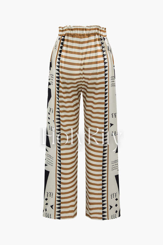 Printed Tie Waist Pants