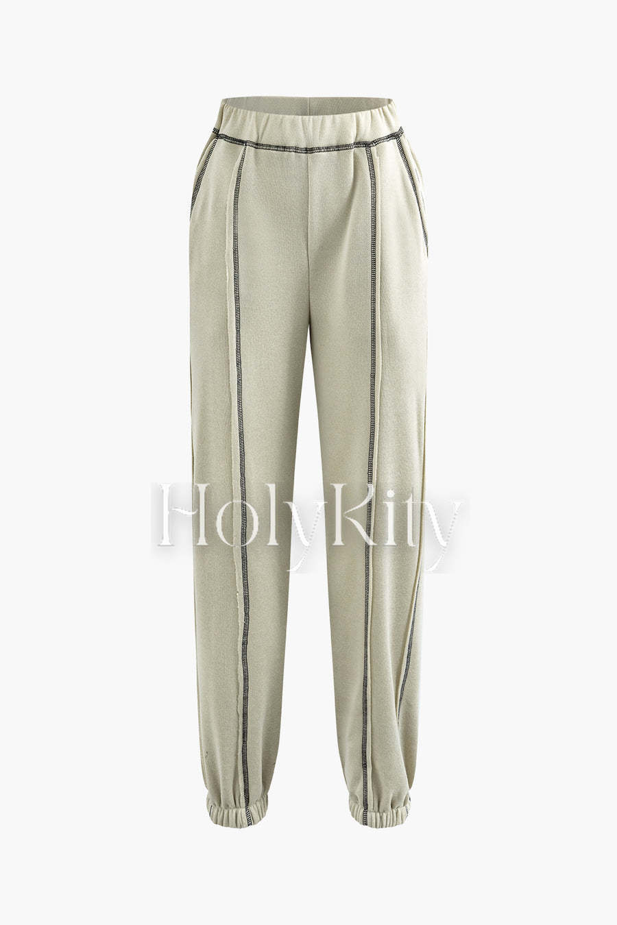Set aus Sweatshirt und Jogginghose mit offenem Kragen und Kontrastnahtdetail 